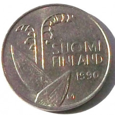 G5. FINLANDA 10 PENNIA 1990, 1.80 g., Copper-Nickel, 16.3 mm LACRAMIOARE **