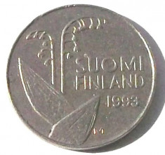 G5. FINLANDA 10 PENNIA 1993, 1.80 g., Copper-Nickel, 16.3 mm LACRAMIOARE ** foto