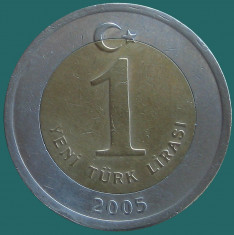 TURCIA KM#1169 - 1 Lira noua 2005 foto