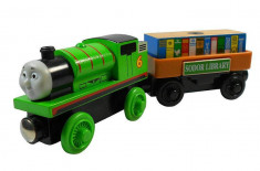 Wooden Thomas - PERCY si POP OUT CARGO CAR din lemn cu magnet - ( transport 3 RON la plata in avans ) - NOU foto