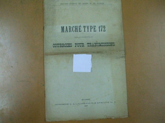 Marche type 172 pour la furniture de courroies pour transmissions Bucarest 1897
