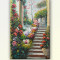 Pasaj cu flori - tablou in ulei pe panza, in cutit, 90x60cm, livrare gratuita in 24-48h