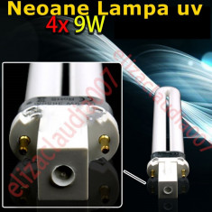 Set 4 neoane tub becuri pentru lampa uv de manichiura unghii false ce usuca gel UV-9W foto