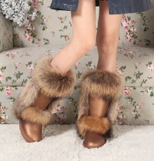 Cizme tip UGG din piele si blana naturala vulpe foto