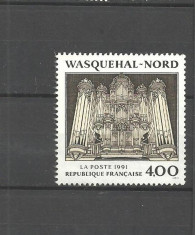 Franta 1991 - ORGA BISERICA SF.NICOLAE din WASQUEHAL, timbru nestampilat B173 foto