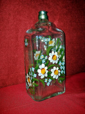 Deosebita sticla cu filet de colectie decorata floral in pictura foto