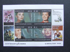 gibraltar,staruri de cinema,bloc nestampilat mnh foto