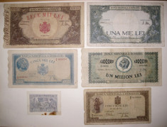 Lot 6 bancnote vechi regaliste Romania 1915 1947 foto