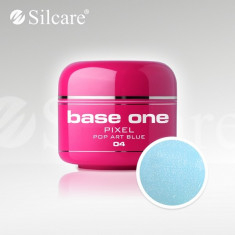 gel uv Polonia Silcare Base One color Pixel Pop Art Blue 5 ml, pentru unghii false / manichiura, gel colorat albastru, IMPORTATOR DIRECT, cod 04 foto