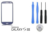 Sticla display fata Samsung Galaxy S3 albastru inchis + kit desfacere si adeziv
