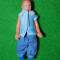 Papusa, papusica, din cauciuc, baiat,micut, cu haine albastre, 9.5 cm