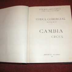 EFTIMIE ANTONESCU - CODUL COMERCIAL ADNOTAT - CAMBIA-Cecul - VOL. lll (1914)