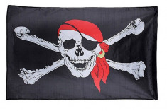 Steag pirati - Jolly Roger cu bandana rosie foto