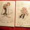 2 Ilustrate - Caricaturi- Skiori , circulate 1936