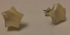 Cercei surub/fluture/cheita din argint marcat 925 cu cabochoane stele din sidef foto