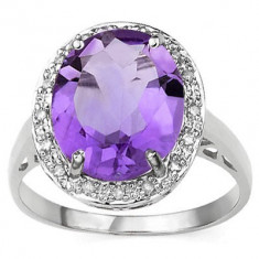 INEL 0,925 Sterling Silver - AMETHYST &amp;amp; WHITE DIAMOND foto