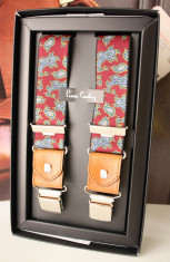 Bretele pantaloni Pierre Cardin autentice insertii piele ajustabile foto