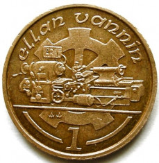 BRISTISH , ISLE OF MAN , 1 PENNY 1989 , INDUSTRY , DESIGN UNIC ! foto