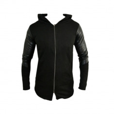 Cardigan ZARA MEN - Negru - Bumbac + Piele Eco - Masuri S M L D266 foto