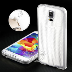 Bumper aluminiu argintiu + folie sticla temperata Samsung Galaxy S4 i9500 i9505 foto