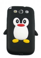 Husa Silicon Pinguin Samsung I9300 Galaxy S3 Negru foto