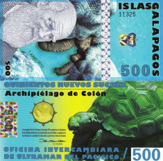 INSULELE GALAPAGOS 500 sucres 2012 polymer UNC!!! foto