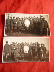 2 Fotografii mici- Trupa de Cavalerie si Infanterie ,cu Ofiterul - Sc. Sibiu foto