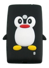 Husa Silicon Pinguin Nokia Lumia 520 Negru foto