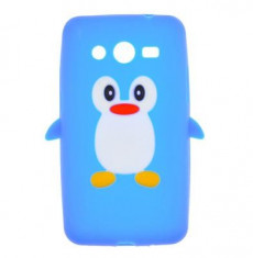 Husa Silicon Pinguin Samsung Galaxy Core 2 Albastru foto