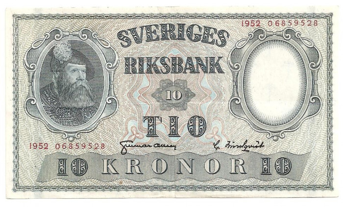 SUEDIA 10 KRONOR COROANE 1952 VF