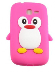 Husa Silicon Pinguin Samsung Galaxy Trend Lite S7390 Roz foto