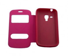 Husa Toc Flip Cover S-View Samsung Galaxy S Duos S7562 Roz foto