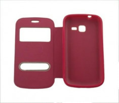 Husa Toc Flip Cover S-View Samsung Galaxy Trend Lite S7390 Roz foto