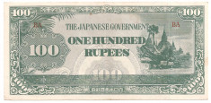 BURMA 100 RUPEES 1944 VF ocupatie japoneza foto