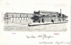 Galatz (Galati). Docurile, circulata,francata,clasica, 1900 foto