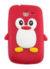 Husa Silicon Pinguin Samsung Galaxy Trend Lite S7390 Rosu foto