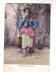 CARTE POSTALA-PORT POPULAR-BAMBINA SICILIANA 1905 foto
