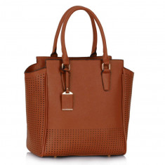 Geanta casual chic tote, culoarea maro foto