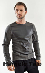 Bluza slim Grey Black Leather COD 2046 foto