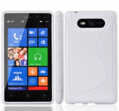 Husa Nokia Lumia 820 Silicon Gel Tpu S-Line Alba + Folie Ecran Inclusa foto