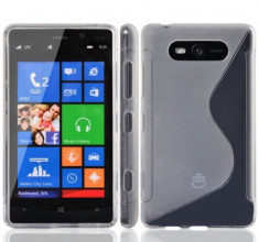 Husa Nokia Lumia 820 Silicon Gel Tpu S-Line Alba Semitransparenta + Folie Ecran Inclusa foto