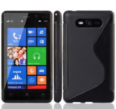 Husa Nokia Lumia 820 Silicon Gel Tpu S-Line Neagra + Folie Ecran Inclusa foto
