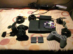 CONSOLA SLIM PLAYSTATION 2 + 2 MANETE SONY + 2 CARDURI SONY + CABLU AV SONY foto