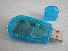 adaptor USB cititor de carduri SIM pentru telefoane mobile foto