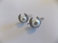 Cercei argint cu perla si zirconii foto
