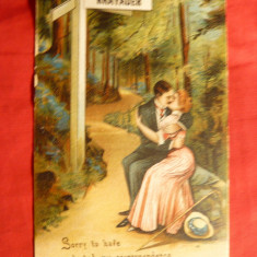 Ilustrata - Scena Romantica Anglia , circulat 1/2 pence Eduard VII 1908