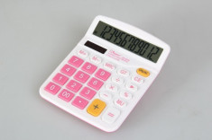 Calculator multicolor de birou cu energie solara Kenko 12 Cifre foto