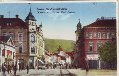 Ok-1324- Romania, Brasov carte post. circ. 1930: Strada Principele Carol, animat foto