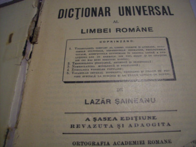 dictionar univ al limbei romane-l. saineanu-a sasea editiune foto