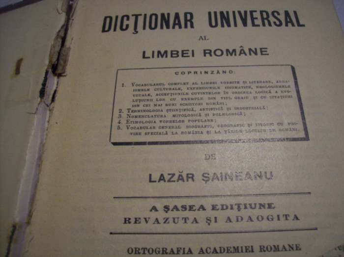 dictionar univ al limbei romane-l. saineanu-a sasea editiune